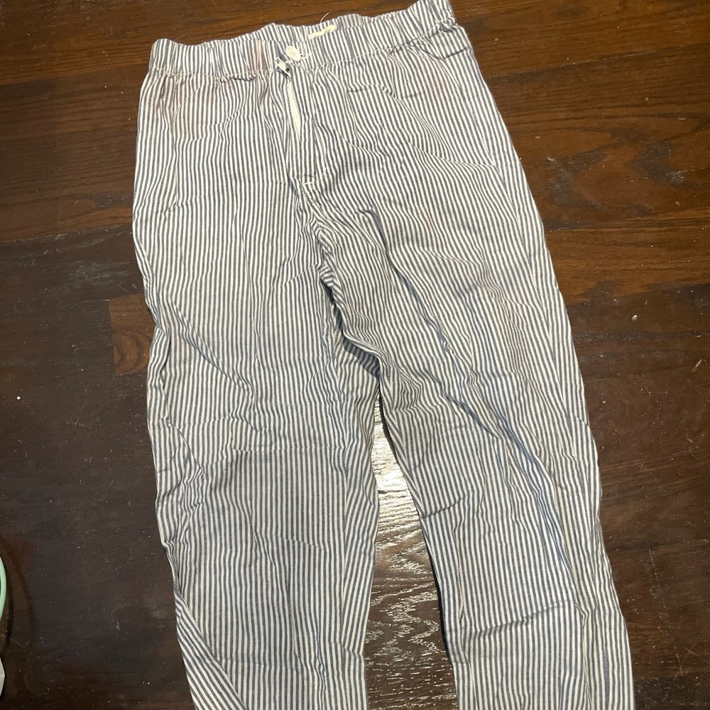 john galt light blue and white striped pants